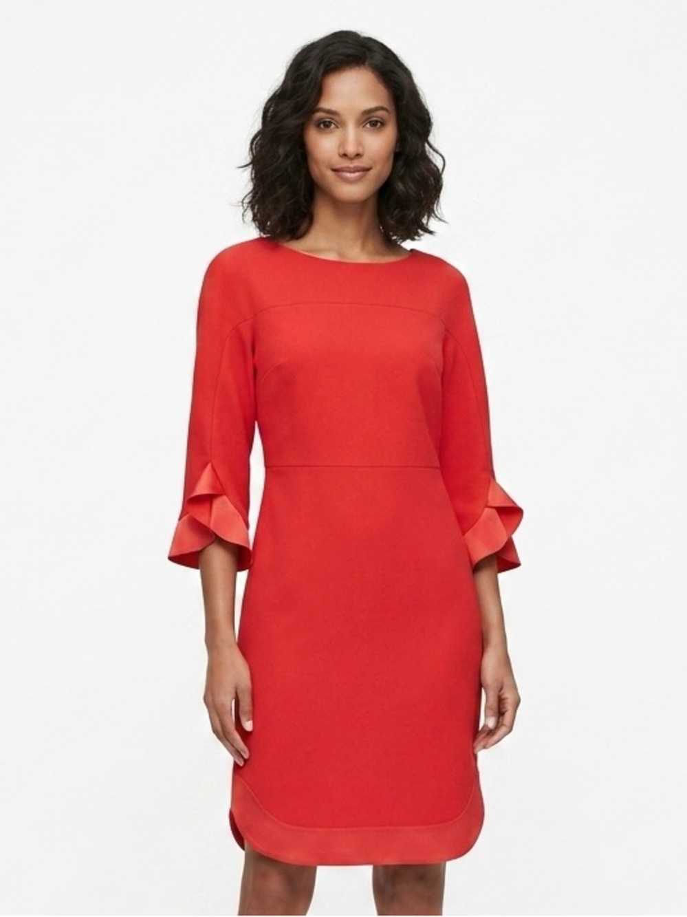 Banana Republic Red Ruffle-Sleeve Sheath Dress Size 10